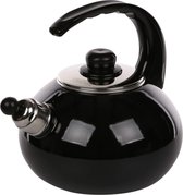 Silesia Czajnik bouilloire sifflante à la main émail noir 2,5 litres - bouilloire - convient à toutes les sources de chaleur - fabrication artisanale - noir rétro