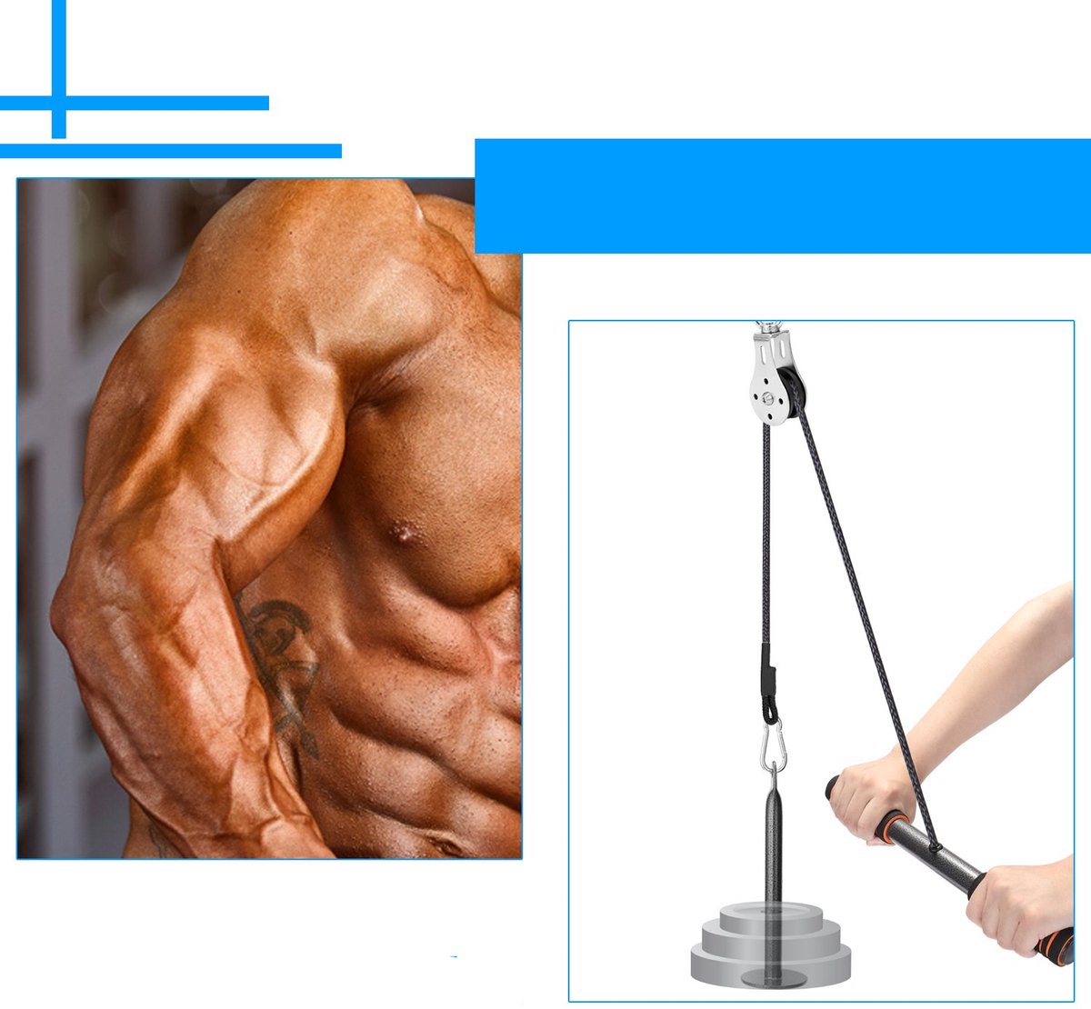 FASPUP Roeigreep Triceps Touw Set, Parallelle Handgrepen Kabelzug Fitness Triceps Touw Latzug Kabel voor Thuis Gym Bodybuilding Arm Schouder Krachttraining