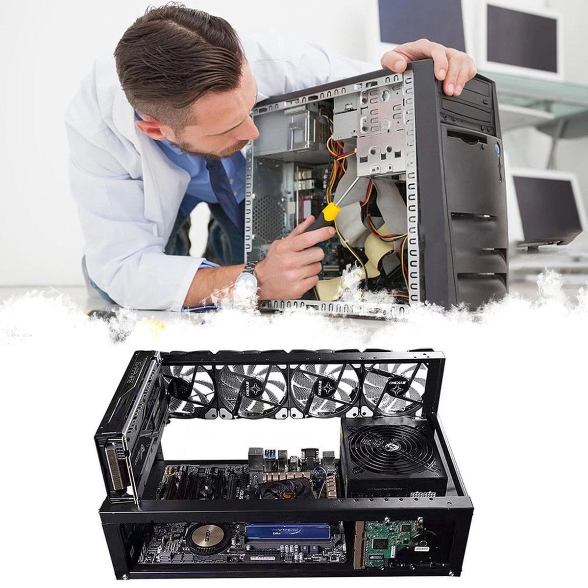 Dimple - Mining Rig Frame - Pour 8 GPU - PC - Boîtier - Crypto-monnaie -  Mineur -... | bol