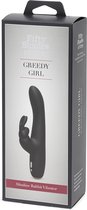 Greedy Girl Slimline Rabbit Vibrator - Black - Whips black