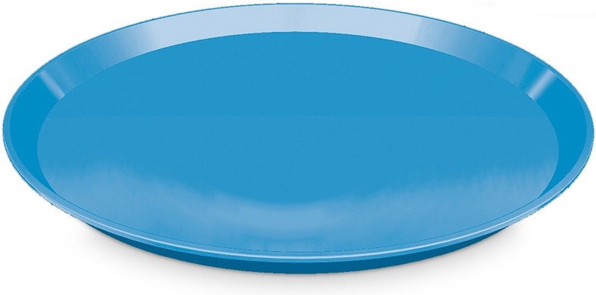 Dienblad - blauw - kunststof - D34x2 cm - rond - serveerblad - vaatwasserbestendig