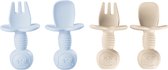 JU&MP Kinderbestek - Baby - 2 Baby Lepeltjes en Vorkjes - Baby Bestek - BPA-Vrij - Lichtblauw Beige