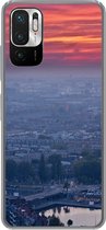 Geschikt voor Xiaomi Redmi Note 10 5G hoesje - Rotterdam - Zonsondergang - Roze - Siliconen Telefoonhoesje