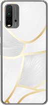 Geschikt voor Xiaomi Redmi 9T hoesje - Abstract patroon met gouden lijnen - Siliconen Telefoonhoesje