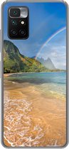 Geschikt voor Xiaomi Redmi 10 hoesje - Een mooie regenboog bij Tunnels Beach op Hawaii - Siliconen Telefoonhoesje