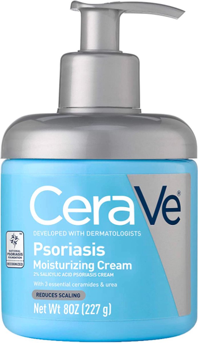 CeraVe Hydraterende Crème voor Psoriasis Behandeling - Met salicylzuur voor een droge huid - Jeukverlichting en hydratatie - Geurvrij - 227g