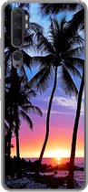 Geschikt voor Xiaomi Mi Note 10 Pro hoesje - Een silhouet van palmbomen tijdens een zonsondergang op Hawaii - Siliconen Telefoonhoesje