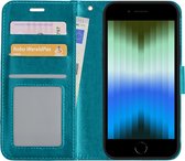 Hoes Geschikt voor iPhone SE 2022 Hoesje Bookcase Hoes Flip Case Book Cover - Hoesje Geschikt voor iPhone SE (2022) Hoes Book Case Hoesje - Turquoise