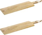 2x Stuks snijplank met handvat 58 x 16 cm van mango hout - Serveerplank - Broodplank