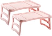 Set van 2x stuks ontbijt op bed tafeltje/dienblad oud roze - 51 x 33 cm - Serveerblad voor laptop, tablet, boek of ontbijt - Schoottafeltjes