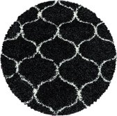 Tapis de salon Shaggy Design à carreaux Tile Jacquard Anthracite