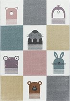 Tapis pour enfants à poil ras Motif de Walrus Ours Lapin Multicolore