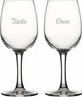 Gegraveerde witte wijnglas 26cl Tante & Oom