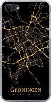 Geschikt voor iPhone 7 hoesje - Groningen - Stadskaart - Goud - Siliconen Telefoonhoesje