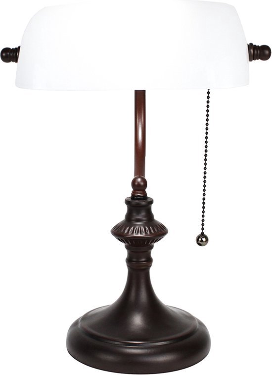 LumiLamp Tafellamp 26*16*38 cm E27/max 1*40W Wit Metaal, Glas Bureaulamp Nachtlampje