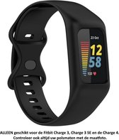 Zwart Siliconen Bandje geschikt voor Fitbit Charge 3 / Charge 3 SE / Charge 4 – black rubber smartwatch strap - Polsbandje