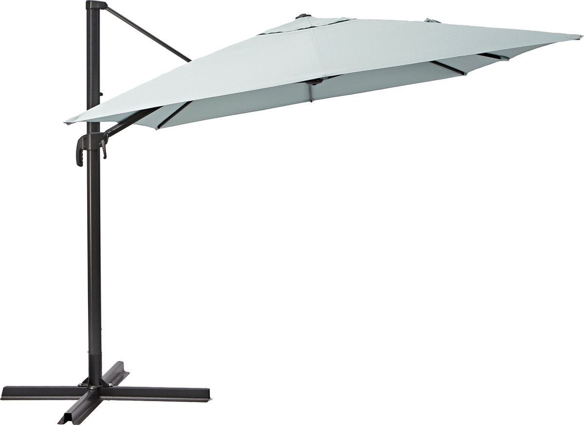 NATERIAAL - AURA vrijdragende parasol - Rechthoekig - L.280 x B.390 cm - 11.31 m² - Zonwering 100% UV - Waterafstotend - Kantelbaar - 360° draaibaar - Aluminium - Polyester - Turquoise blauw - Parasol