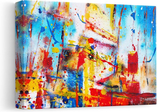 Artaza Canvas Schilderij Abstracte Kunst - Kleurvolle Hand Gemaakte Acryl  - 30x20 - Klein - Foto Op Canvas - Canvas Print