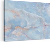 Artaza Canvas Schilderij Abstracte Kunst - Blauw Lichte Marmer - 120x80 - Groot - Foto Op Canvas - Wanddecoratie Woonkamer