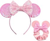 LIXIN Mickey Mouse Diadeem en Scrunchie - Kleur 1 - Haarband Dames - Haar Scrunchies - Meisjes - Tieners - Vrouwen - Volwassenen - Lichtgewicht - Haarelastiek - Haarsieraad - Gekle