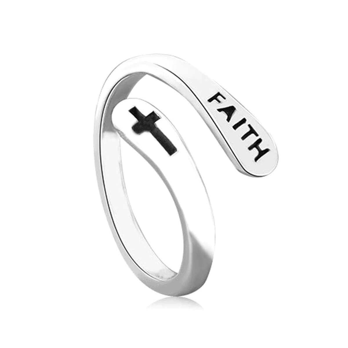 Christelijke ring zilverkleurig met het woord Faith - christelijk sieraad - cadeau - Jezus - God - kado - geloof