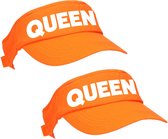 2x stuks oranje Queen zonneklep - Koningsdag - Feest pet / sun visor