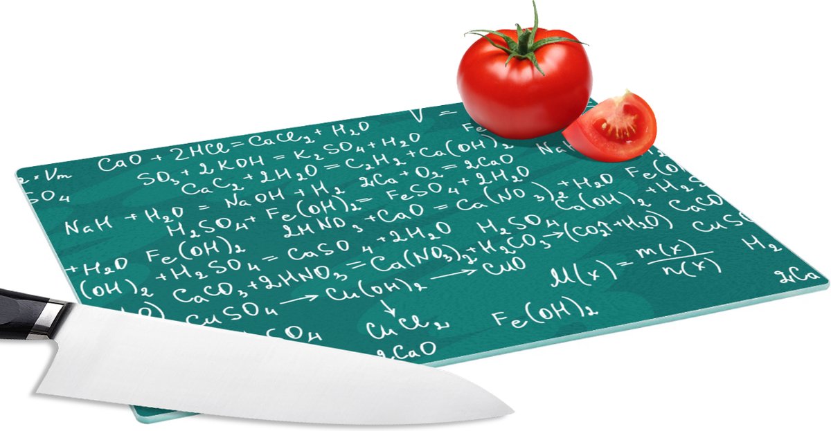 Glazen Snijplank - 28x20 - Scheikunde - Krijtbord - Cijfers - Patroon - Snijplanken Glas
