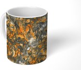 Mok - Marmer print - Halloween - Oranje - Grijs - Patronen - Mokken - 350 ML - Beker - Uitdeelcadeautjes