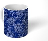 Mok - Bloemen - Blauw - Patronen - Japan - Mokken - 350 ML - Beker - Uitdeelcadeautjes