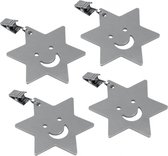 tafelkleedknijpers sterren 7,5 cm RVS zilver 4 stuks