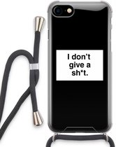 Case Company® - iPhone SE 2020 hoesje met Koord - Don't give a shit - Telefoonhoesje met Zwart Koord - Extra Bescherming aan alle Kanten en Over de Schermrand