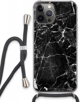Case Company® - iPhone 13 Pro Max hoesje met Koord - Zwart Marmer - Telefoonhoesje met Zwart Koord - Extra Bescherming aan alle Kanten en Over de Schermrand