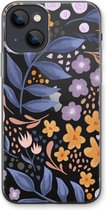 Case Company® - iPhone 13 hoesje - Flowers with blue leaves - Soft Cover Telefoonhoesje - Bescherming aan alle Kanten en Schermrand