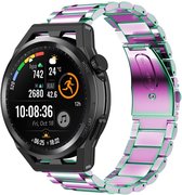 Stalen Smartwatch bandje - Geschikt voor Strap-it Huawei Watch GT Runner stalen band - regenboog - GT Runner - 22mm - Strap-it Horlogeband / Polsband / Armband
