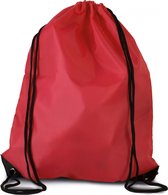 4x stuks sport gymtas/draagtas in kleur rood met handig rijgkoord 34 x 44 cm van polyester en verstevigde hoeken