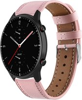 Leer Smartwatch bandje - Geschikt voor Strap-it Amazfit GTR 2 bandje leer - roze - GTR 2 - 22mm - Strap-it Horlogeband / Polsband / Armband