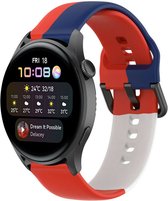 Siliconen Smartwatch bandje - Geschikt voor  Huawei Watch 3 - Pro triple sport band - rood-wit-blauw - Strap-it Horlogeband / Polsband / Armband