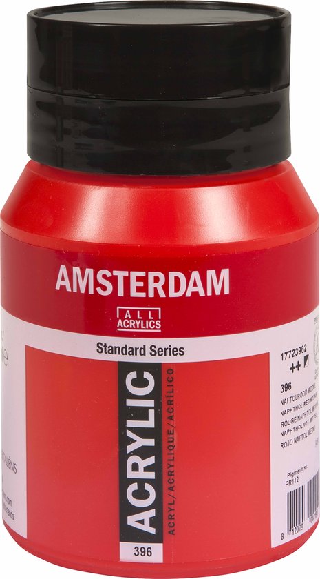 Bouteille de peinture acrylique Amsterdam Standard Series 396 Rouge naphtol moyen.