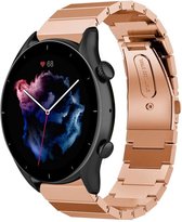 Stalen Smartwatch bandje - Geschikt voor  Amazfit GTR 3 - Pro metalen bandje - rosé goud - GTR 3 & GTR 3 Pro - Strap-it Horlogeband / Polsband / Armband