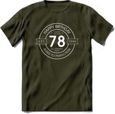 78th Happy Birthday T-shirt | Vintage 1944 Aged to Perfection | 78 jaar verjaardag cadeau | Grappig feest shirt Heren – Dames – Unisex kleding | - Leger Groen - M