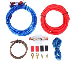 Auto Audio Kabelset - Universeel - voor Versterker & Subwoofer - Kabel - Bedrading Set - 1000W - Rood & Blauw