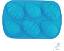 ZijTak - Paasei silicone mal - Chocoladevorm - Paasvorm - Paaseivorm - Chocolade moule - Bakvorm - Blauw - Pasen - Chocolade vorm - Cake - Gebak - Siliconen - Dessert - Herbruikbaar