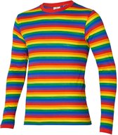 Apollo - Party T-shirt heren lange mouwen - Strepen - Rainbow- Maat S - Carnaval - Carnavalskleding heren - Carnavalskleding - Feestkleding
