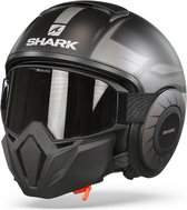 SHARK STREET DRAK TRIBUTE RM Motorhelm jethelm Mat Zwart Chroom Zilver - Maat M