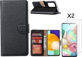 Samsung A53 / A53s case bookcase Zwart - Samsung Galaxy A53 5G case wallet case - Galaxy A53 book case cover - Samsung A53 screen protector / verre trempé 2 Pack