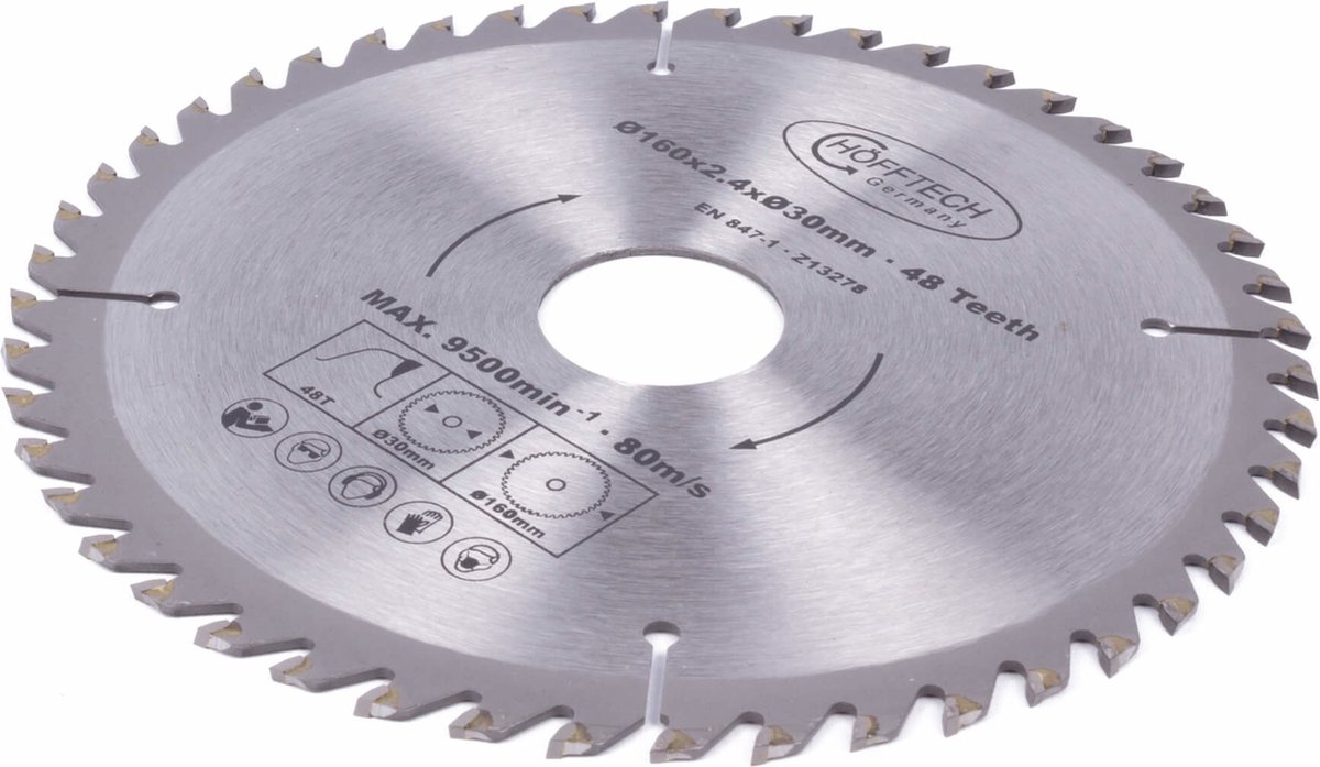 Hofftech Zaagblad Cirkelzaag Ø 160 mm x 48 Tanden Inclusief Verloopringen bol