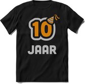 10 Jaar Feest kado T-Shirt Heren / Dames - Perfect Verjaardag Cadeau Shirt - Goud / Zilver - Maat M