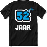 52 Jaar Feest kado T-Shirt Heren / Dames - Perfect Verjaardag Cadeau Shirt - Wit / Blauw - Maat L