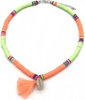 chokerketting Emi dames RVS groen/oranje