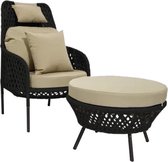 Set fauteuil + bijhorende voetenbank van rotan 80x85xH110 cm - FINISIA